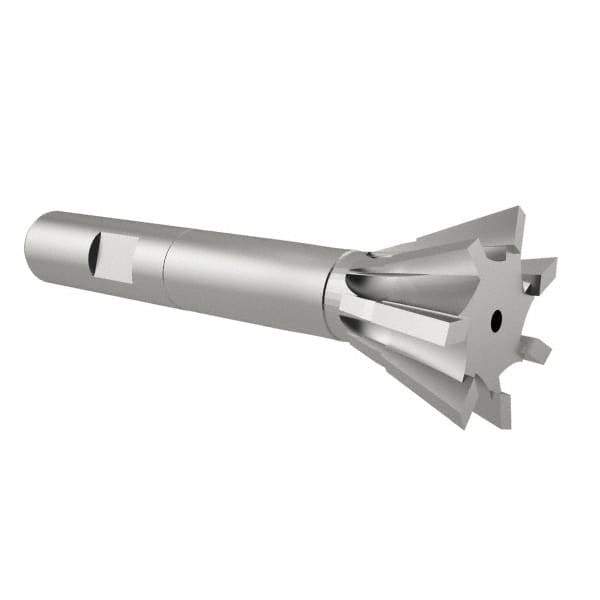 Interstate - 3/4" Diam x 5/16" Width of Cut, 60° Included Angle, High Speed Steel Dovetail Cutter - 3/8" Shank Diam, 2-1/8" Overall Length, Uncoated - Industrial Tool & Supply
