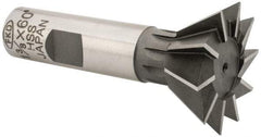 Interstate - 1-3/8" Diam x 9/16" Width of Cut, 60° Included Angle, High Speed Steel Dovetail Cutter - 5/8" Shank Diam, 2-7/8" Overall Length, Uncoated - Industrial Tool & Supply