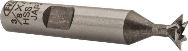 Interstate - 3/8" Diam x 3/16" Width of Cut, 45° Included Angle, Cobalt Dovetail Cutter - 3/8" Shank Diam, 1-15/16" Shank Length, 2-1/8" Overall Length - Industrial Tool & Supply