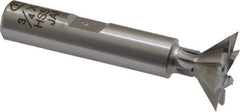 Interstate - 3/4" Diam x 5/16" Width of Cut, 45° Included Angle, Cobalt Dovetail Cutter - 3/8" Shank Diam, 1-13/16" Shank Length, 2-1/8" Overall Length - Industrial Tool & Supply