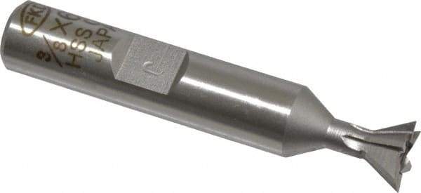 Interstate - 3/8" Diam x 3/16" Width of Cut, 60° Included Angle, Cobalt Dovetail Cutter - 3/8" Shank Diam, 2-1/8" Overall Length, Uncoated - Industrial Tool & Supply