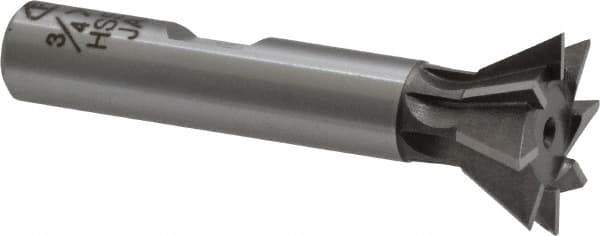 Interstate - 3/4" Diam x 5/16" Width of Cut, 60° Included Angle, Cobalt Dovetail Cutter - 3/8" Shank Diam, 2-1/8" Overall Length, Uncoated - Industrial Tool & Supply