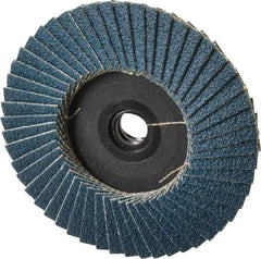 Weiler - 80 Grit, 3" Disc Diam, Type 29 Zirconia Alumina Flap Disc - 20,000 Max RPM, Plastic Backing, Quick Change Type S Attaching System, Coated - Industrial Tool & Supply