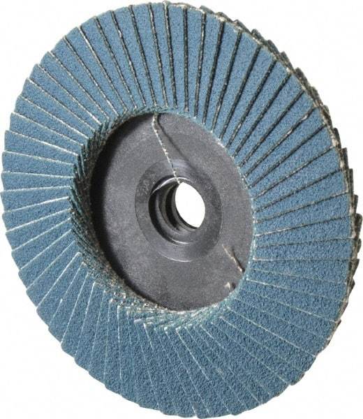 Weiler - 120 Grit, 3" Disc Diam, Type 29 Zirconia Alumina Flap Disc - 20,000 Max RPM, Plastic Backing, Quick Change Type S Attaching System, Coated - Industrial Tool & Supply