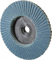 Weiler - 120 Grit, 3" Disc Diam, Type 29 Zirconia Alumina Flap Disc - 20,000 Max RPM, Plastic Backing, Quick Change Type S Attaching System, Coated - Industrial Tool & Supply