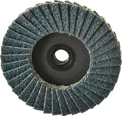 Weiler - 40 Grit, 3" Disc Diam, Type 27 Zirconia Alumina Flap Disc - 20,000 Max RPM, Plastic Backing, Quick Change Type S Attaching System, Coated - Industrial Tool & Supply