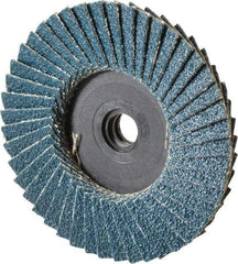 Weiler - 60 Grit, 3" Disc Diam, Type 27 Zirconia Alumina Flap Disc - 20,000 Max RPM, Plastic Backing, Quick Change Type S Attaching System, Coated - Industrial Tool & Supply