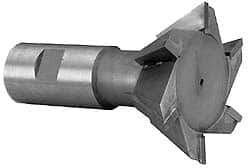 Made in USA - 2-1/2" Diam x 7/8" Width of Cut, 60° Included Angle, Carbide-Tipped Dovetail Cutter - 1-1/4" Shank Diam, 4-3/8" Overall Length, 0.02" Corner Radius, Weldon Flat, TiN Coated - Industrial Tool & Supply