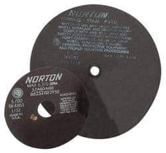 Norton - 10" Aluminum Oxide Cutoff Wheel - 0.063" Thick, 1-1/4" Arbor, 4,585 Max RPM, Use with Stationary Tools - Industrial Tool & Supply