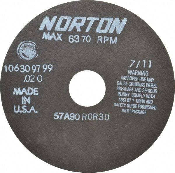 Norton - 6" 90 Grit Aluminum Oxide Cutoff Wheel - 0.02" Thick, 1-1/4" Arbor, 6,370 Max RPM, Use with Stationary Tools - Industrial Tool & Supply