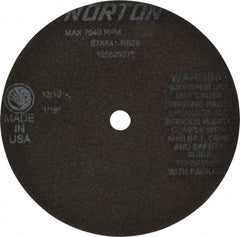 Norton - 6" 54 Grit Aluminum Oxide Cutoff Wheel - 1/16" Thick, 1/2" Arbor, 7,640 Max RPM, Use with Stationary Tools - Industrial Tool & Supply
