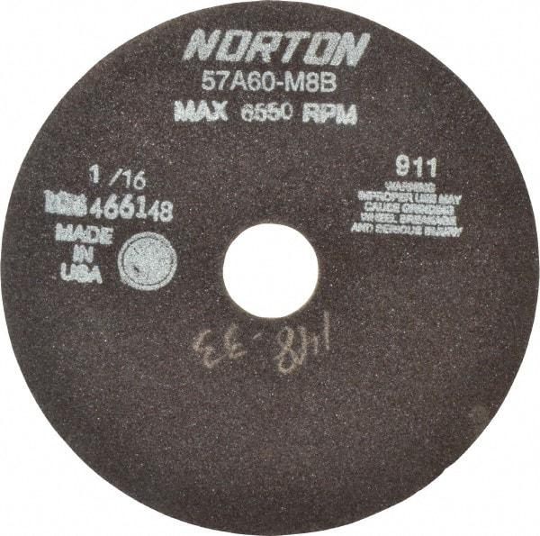 Norton - 7" 46 Grit Aluminum Oxide Cutoff Wheel - 1/16" Thick, 1-1/4" Arbor, 6,550 Max RPM, Use with Stationary Tools - Industrial Tool & Supply