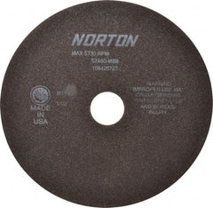 Norton - 8" 60 Grit Aluminum Oxide Cutoff Wheel - 1/16" Thick, 1-1/4" Arbor, 5,730 Max RPM, Use with Stationary Tools - Industrial Tool & Supply