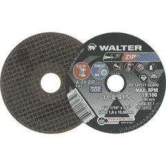 WALTER Surface Technologies - 4" 24 Grit Aluminum Oxide Cutoff Wheel - 1/16" Thick, 5/8" Arbor, 19,100 Max RPM, Use with Die Grinders - Industrial Tool & Supply