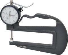 Mitutoyo - 0 to 1 Inch Measurement, 0.001 Inch Graduation, 4.7244 Inch Throat Depth, Dial Thickness Gage - 0.002 Inch Accuracy, 2 N Force, 2 Inch Dial Diameter - Industrial Tool & Supply