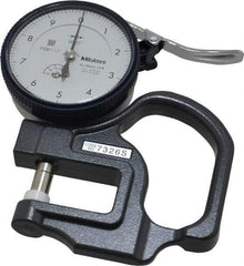 Mitutoyo - 0 to 0.05 Inch Measurement, 0.00005 Inch Graduation, 1.1811 Inch Throat Depth, Dial Thickness Gage - 0.0002 Inch Accuracy, 1.4 N Force, 2 Inch Dial Diameter - Industrial Tool & Supply