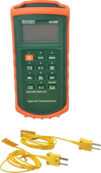 Extech - -328 to 2,498°F Dual Input Digital Thermometer - Digital Display - Industrial Tool & Supply