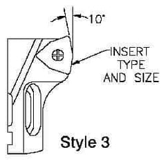 Parlec - Series Twin Bore Roughing, Right Hand Cut, Boring Cartridge - WCMX 08 Insert, 10° Lead Angle - Industrial Tool & Supply