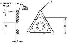 Parlec - TDAB050700 Diamond Tipped Boring Insert - 60° Triangle, 15° Relief Angle, 5/32" Inscr Circle, 3/64" Thick, 0.007" Corner Radius - Industrial Tool & Supply