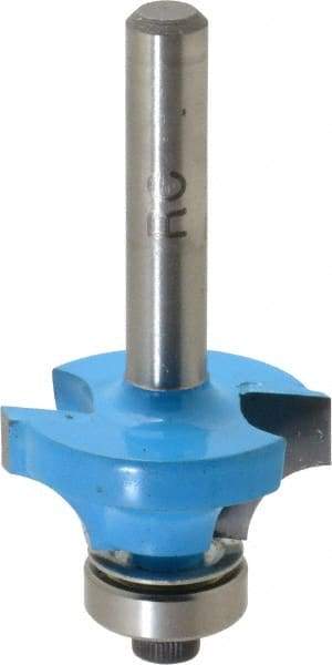 ROMAN CARBIDE - 1" Cut Diam, 1/2" Length of Cut, 2 Flute, Round-Over, Edge Profile Router Bit - Carbide-Tipped, 1/4" Shank Diam, 1-1/4" Shank Length, 2" OAL, Uncoated, Piloted - Industrial Tool & Supply