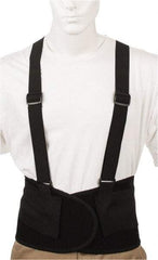 Valeo - Size L, Hook & Loop, Elastic Belt with Adjustable Shoulder Straps - 35 to 40" Waist, 9" Wide, Detachable Strap, Black - Industrial Tool & Supply