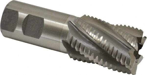 Interstate - 1-1/2" Diam, 2" LOC, 6 Flute Cobalt Roughing & Finishing Square End Mill - Uncoated, 4-1/2" OAL, 1-1/4" Shank Diam, Weldon Shank, 30° Helix, Non-Centercutting - Industrial Tool & Supply