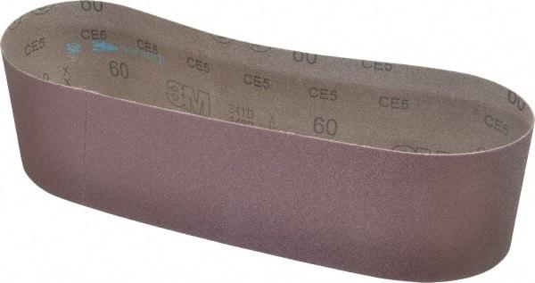 3M - 4" Wide x 36" OAL, 60 Grit, Aluminum Oxide Abrasive Belt - Aluminum Oxide, Medium, Coated, X Weighted Cloth Backing, Series 341D - Industrial Tool & Supply