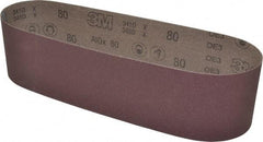 3M - 4" Wide x 36" OAL, 80 Grit, Aluminum Oxide Abrasive Belt - Aluminum Oxide, Medium, Coated, X Weighted Cloth Backing, Series 341D - Industrial Tool & Supply