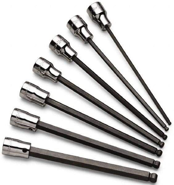 SK - 7 Piece 3/8" Drive Inch/Metric Ball Hex Bit Socket Set - 1/8 to 3/8" Hex - Industrial Tool & Supply