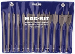 Mag-Bit - 1/4 to 1", 130° Point, Bright Finish, Carbon Steel Spade Drill Bit Set - Industrial Tool & Supply
