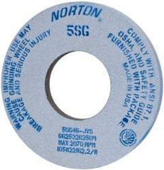 Norton - 12" Diam x 5" Hole x 1" Thick, J Hardness, 46 Grit Surface Grinding Wheel - Ceramic, Type 1, Coarse Grade, 2,070 Max RPM, Vitrified Bond, No Recess - Industrial Tool & Supply
