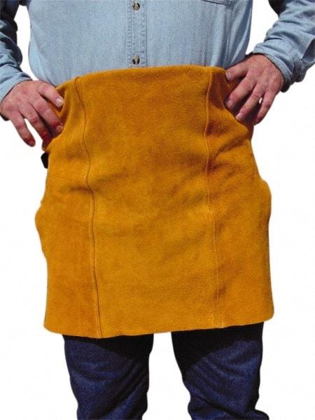 PRO-SAFE - 24 x 24" Flame Resistant/Retardant & Welding Waist Apron - Split Leather, Yellow, 0 Pockets - Industrial Tool & Supply