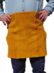 PRO-SAFE - 24 x 24" Flame Resistant/Retardant & Welding Waist Apron - Split Leather, Yellow, 0 Pockets - Industrial Tool & Supply
