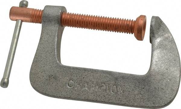 Made in USA - Light-Duty 2-1/4" Max Opening, 1-3/4" Throat Depth, Aluminum Alloy Standard C-Clamp - 875 Lb Capacity, 0" Min Opening, Standard Throat Depth - Industrial Tool & Supply