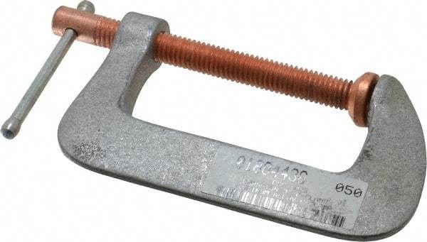 Made in USA - Light-Duty 3" Max Opening, 1-7/8" Throat Depth, Aluminum Alloy Standard C-Clamp - 1,100 Lb Capacity, 0" Min Opening, Standard Throat Depth - Industrial Tool & Supply