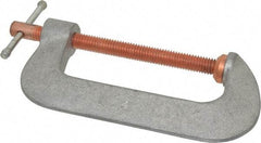Made in USA - Light-Duty 4" Max Opening, 2" Throat Depth, Aluminum Alloy Standard C-Clamp - 1,500 Lb Capacity, 0" Min Opening, Standard Throat Depth - Industrial Tool & Supply