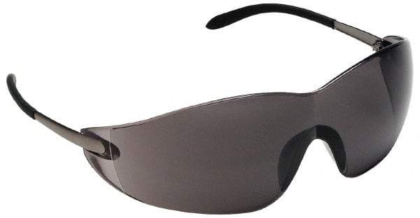 MCR Safety - Gray Lenses, Frameless Safety Glasses - Anti-Fog, Scratch Resistant, Metal Frame, Size Universal, Wrap Around - Industrial Tool & Supply
