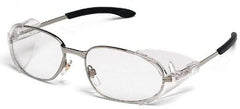 MCR Safety - Clear Lenses, Framed Safety Glasses - Scratch Resistant, Silver Metal Frame, Size Universal, Wrap Around - Industrial Tool & Supply