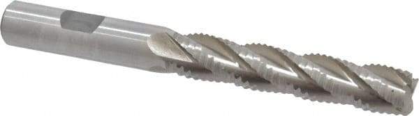 Interstate - 1/2" Diam, Coarse Pitch, 2-1/2" LOC, 4 Flute Cobalt Roughing Square End Mill - Uncoated, 4-1/2" OAL, 1/2" Shank Diam, Single End, Centercutting - Industrial Tool & Supply