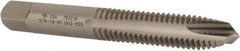 Made in USA - 3/8-16 UNC, 3 Flute, Bright Finish, High Speed Steel Spiral Point Tap - Plug Chamfer, Right Hand Thread, 2-15/16" OAL, 1-1/4" Thread Length, 0.381" Shank Diam, 3B Class of Fit - Exact Industrial Supply
