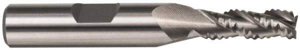 Interstate - 11/32" Diam, Coarse Pitch, 3/4" LOC, 3 Flute Cobalt Roughing Square End Mill - Uncoated, 2-1/2" OAL, 3/8" Shank Diam, Single End, Centercutting - Industrial Tool & Supply