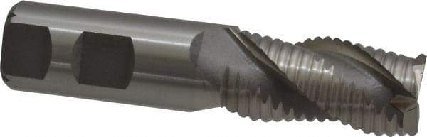 Interstate - 1" Diam, Coarse Pitch, 2" LOC, 3 Flute Cobalt Roughing Square End Mill - Uncoated, 4-1/2" OAL, 1" Shank Diam, Single End, Centercutting - Industrial Tool & Supply