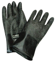 North - Size M (8), 14" Long, 32 mil Thick, Butyl Chemical Resistant Gloves - Textured Finish, Rolled Cuff, Black - Industrial Tool & Supply