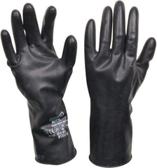 North - Size M (8), 11" Long, 13 mil Thick, Butyl Chemical Resistant Gloves - Smooth Finish, Gauntlet Cuff, Black - Industrial Tool & Supply