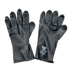 North - Size XL (10), 11" Long, 13 mil Thick, Butyl Chemical Resistant Gloves - Smooth Finish, Gauntlet Cuff, Black - Industrial Tool & Supply