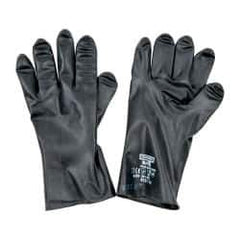 North - Size XL (10), 11" Long, 13 mil Thick, Butyl Chemical Resistant Gloves - Smooth Finish, Gauntlet Cuff, Black - Industrial Tool & Supply