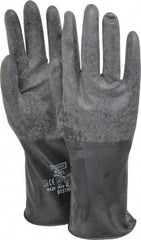North - Size M (8), 11" Long, 13 mil Thick, Butyl Chemical Resistant Gloves - Textured Finish, Rolled Cuff, Black - Industrial Tool & Supply