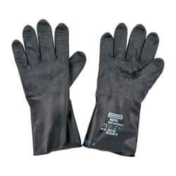 North - Size L (9), 11" Long, 13 mil Thick, Butyl Chemical Resistant Gloves - Textured Finish, Rolled Cuff, Black - Industrial Tool & Supply