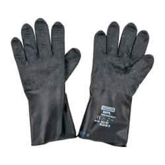 North - Size L (9), 11" Long, 13 mil Thick, Butyl Chemical Resistant Gloves - Textured Finish, Rolled Cuff, Black - Industrial Tool & Supply