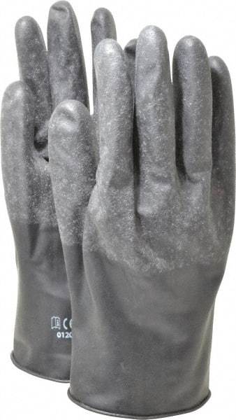 North - Size XL (10), 11" Long, 13 mil Thick, Butyl Chemical Resistant Gloves - Textured Finish, Rolled Cuff, Black - Industrial Tool & Supply